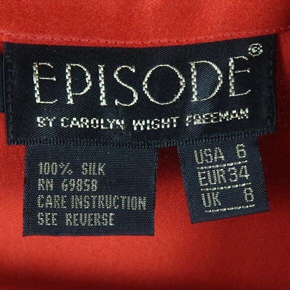 EPISODE BY CAROLYN WIGHT FREEMAN VINTAGE 90'S RED SILK LONG SLEEVE MIDI DRESS - Picture 2 of 14